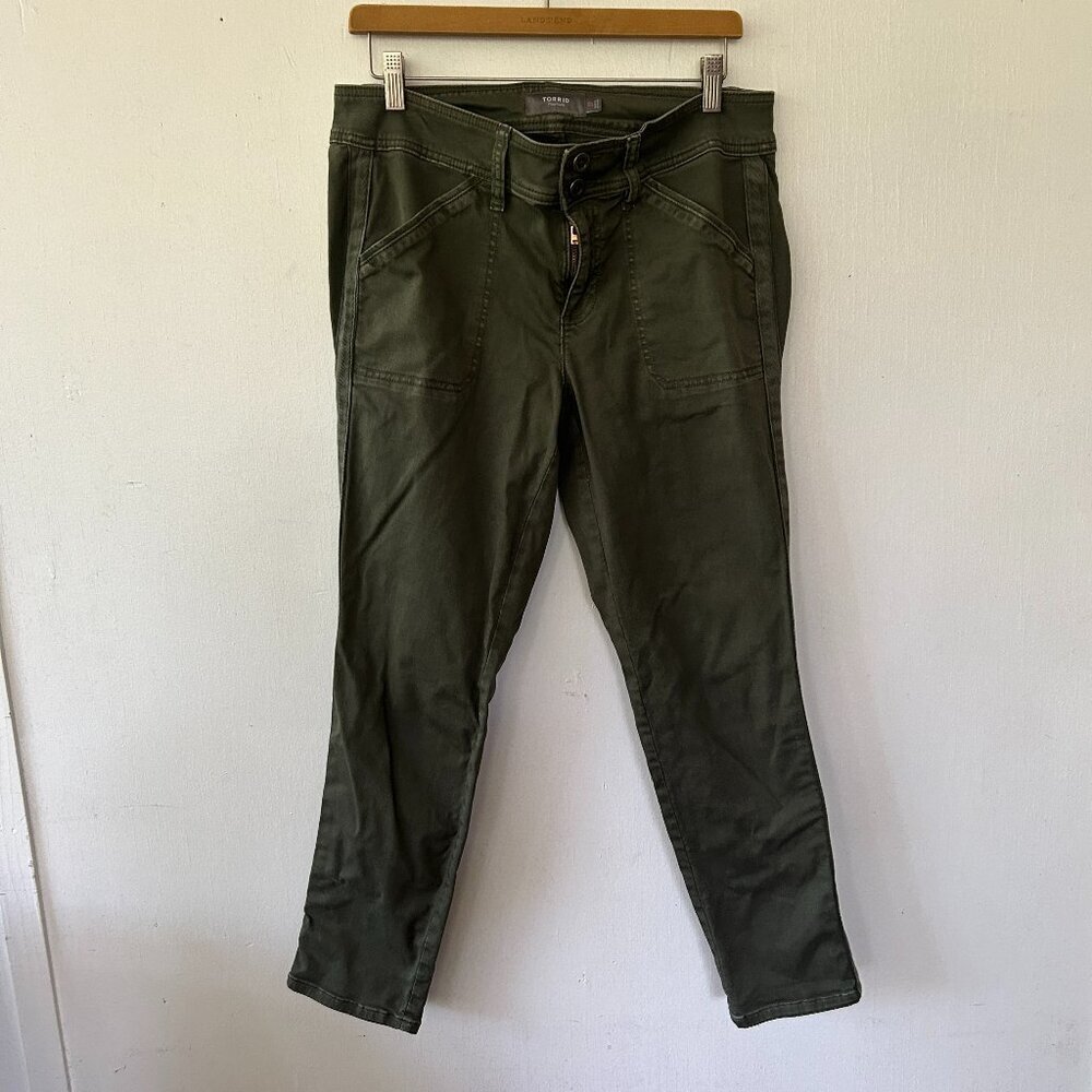 Torrid Green Skinny Jeans Womens 12 Double Button Pockets Indie Sleaze Punk Emo